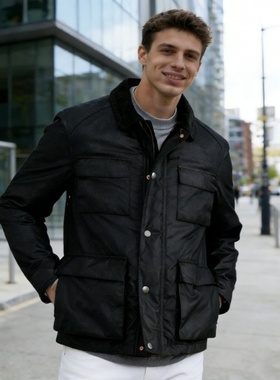 2025春秋款外贸独立站亚马逊男装纯色拉链休闲夹克外套