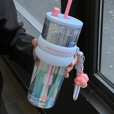 世大家大容量吸管杯玻璃杯女生办公室高颜值茶水分离泡茶水杯子