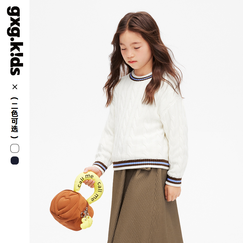 [2色可选]gxgkids童装儿童毛衣秋新品男女童撞色低领毛衫上衣潮