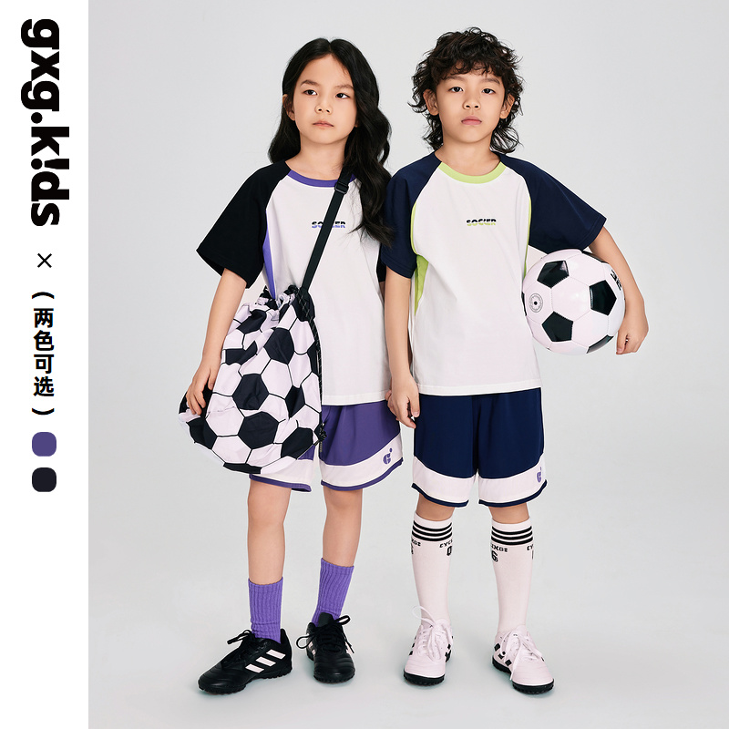 gxgkids童装儿童短裤夏新款男女童透气运动短裤洋气拼接足球裤