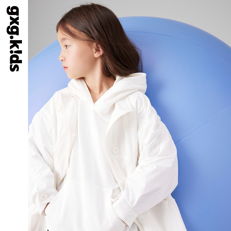 gxgkids童装儿童风衣春新品女童洋气简约肌理感立领夹克外套潮