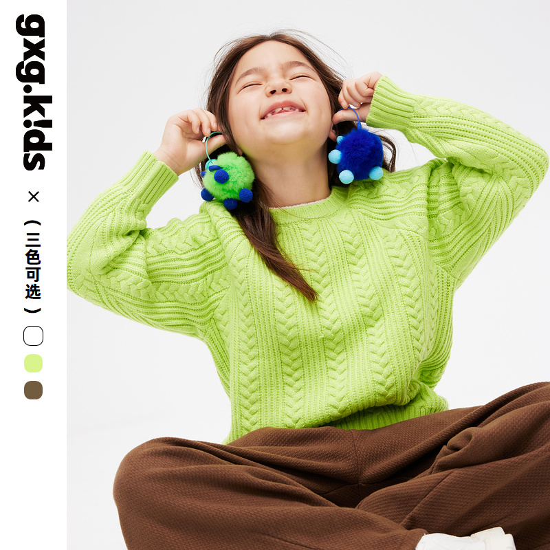 [三色可选]gxgkids童装儿童毛衣冬新品男女童洋气套头低领毛衫