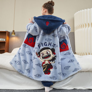 儿童珊瑚绒家居服女童睡袍加厚秋冬装中大童哪吒法兰绒睡衣套装
