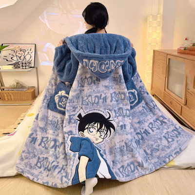 冬季女款珊瑚绒名侦探柯南家居服