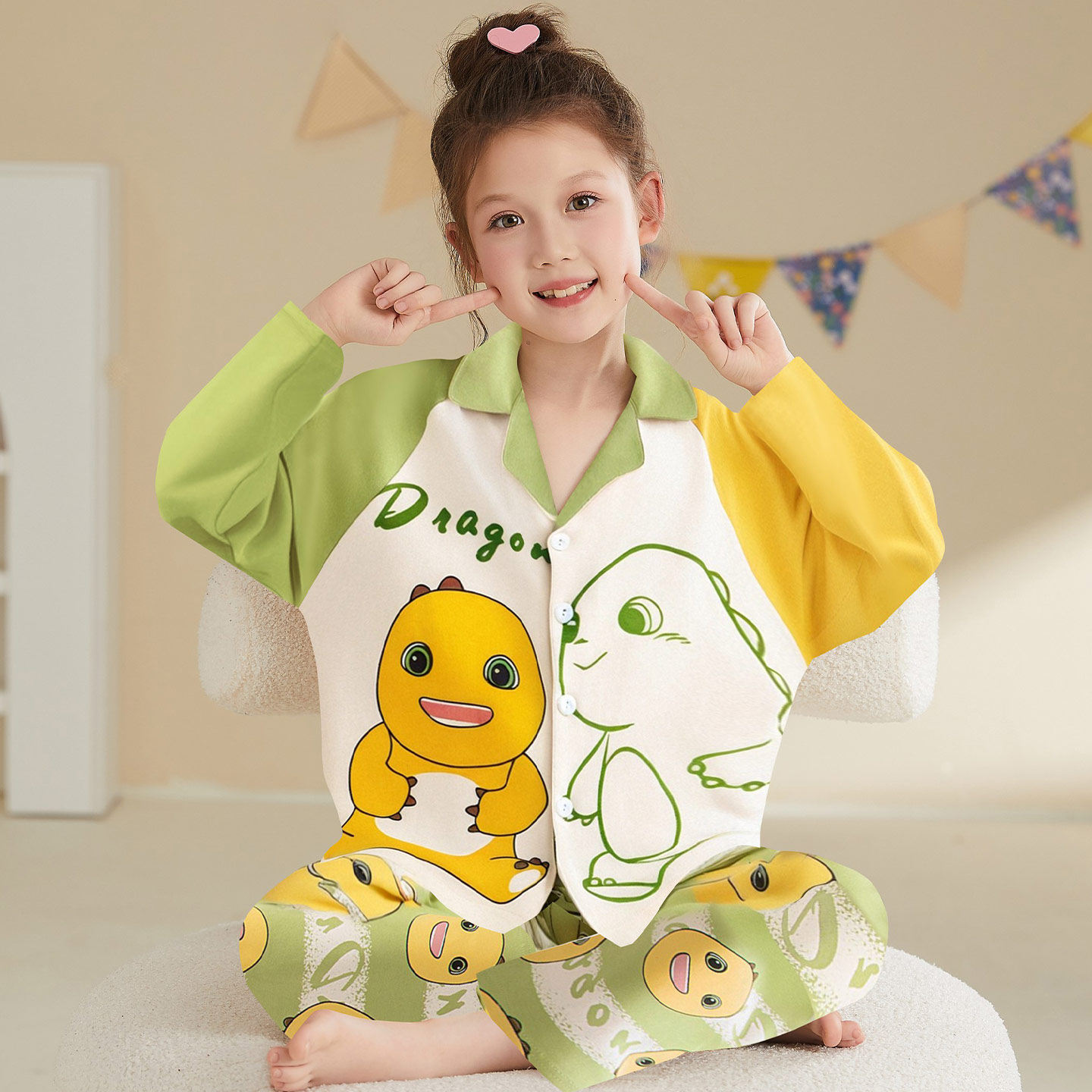 儿童睡衣纯棉长袖春秋款女童家居服中大童初中生可爱卡通奶龙套装,童装/婴儿装/亲子装,家居服套装,淘宝优惠券,粉丝福利购,淘宝优惠卷