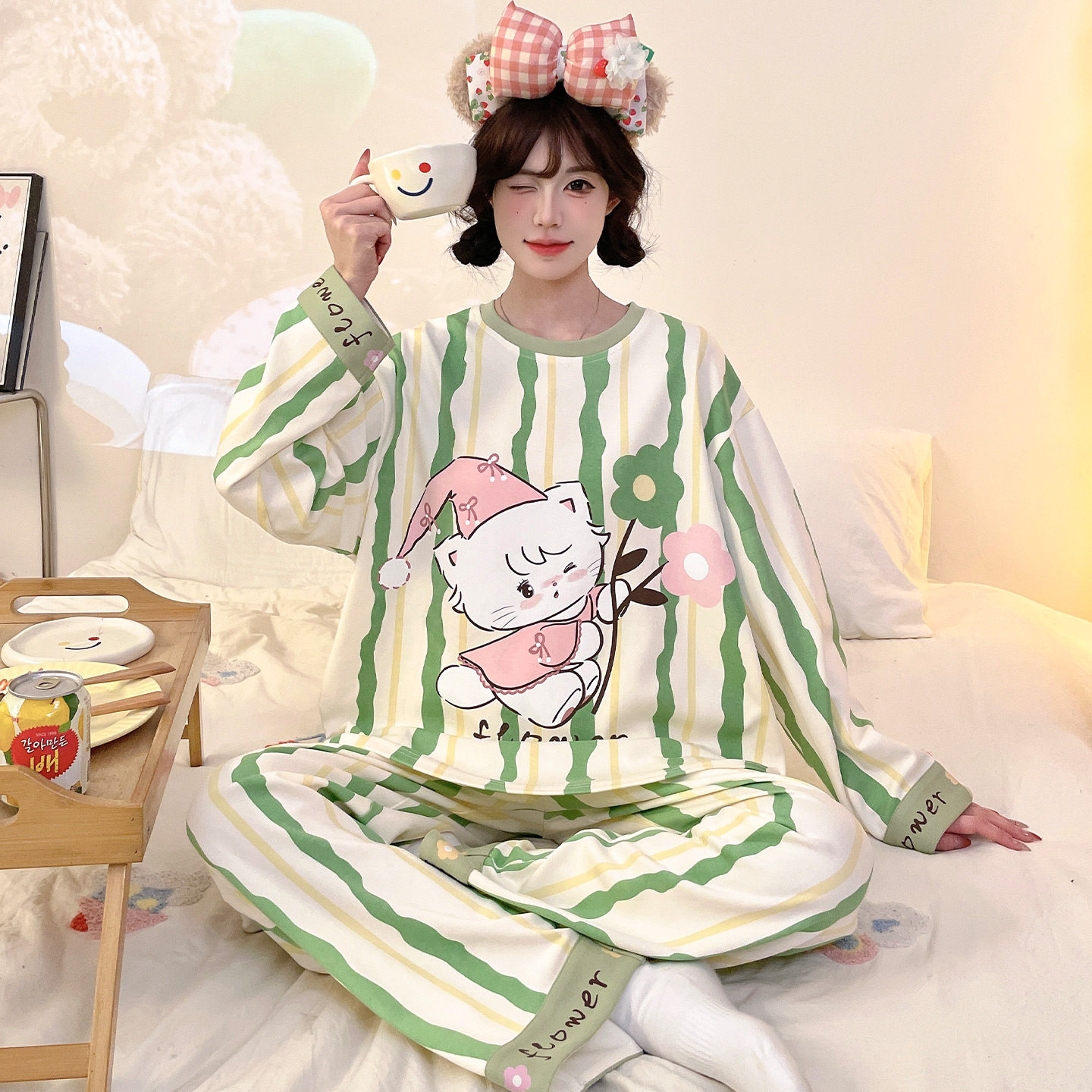 mikko长袖纯棉睡衣女春秋季甜美可爱卡通初中学生家居服新款套装,女士内衣/男士内衣/家居服,睡衣/家居服套装,淘宝优惠券,粉丝福利购,淘宝优惠卷