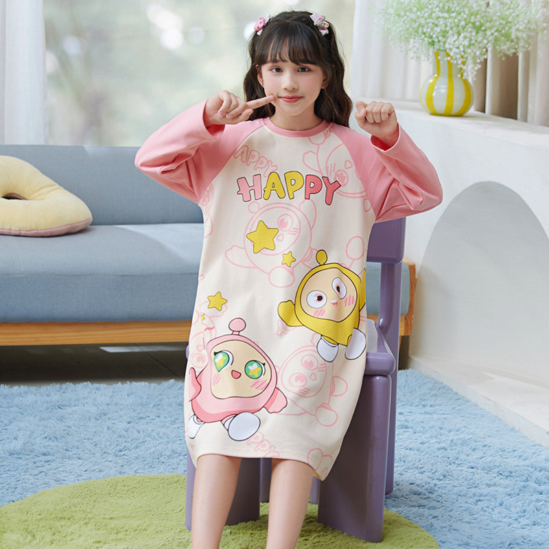 儿童睡裙卡通纯棉长袖薄款睡衣2024新款春秋季蛋仔全棉家居服,童装/婴儿装/亲子装,家居裙/睡裙,淘宝优惠券,粉丝福利购,淘宝优惠卷