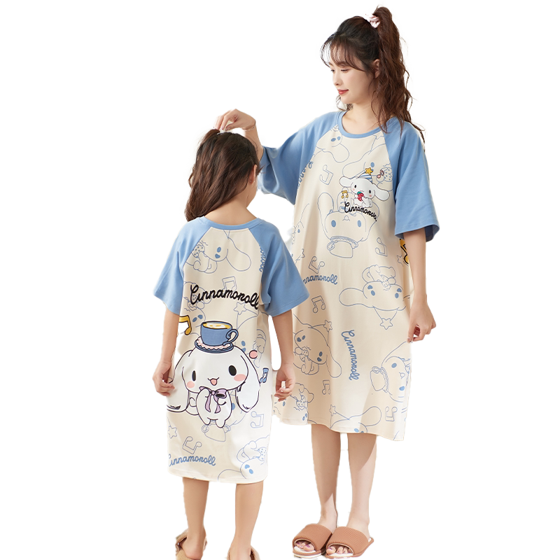 女童睡裙夏季纯棉短袖中大童夏天