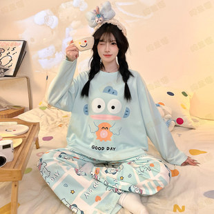 小丑鱼纯棉睡衣女款春秋季长袖卡通可爱少女学生女孩中大童家居服