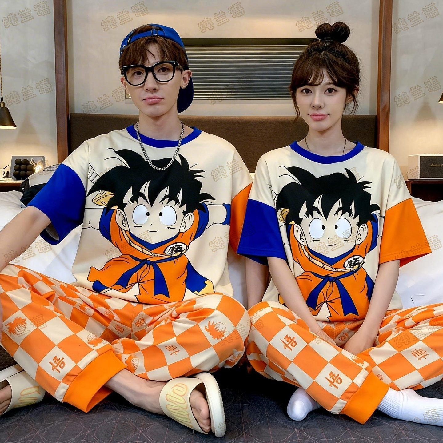情侣夏季纯棉悟空大码短袖家居服