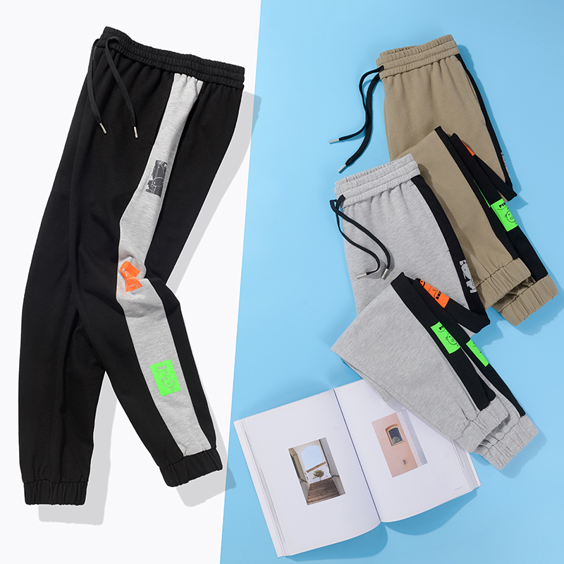 Men's fashion sports print legged pants spring and summer outdoor elastic belt pants