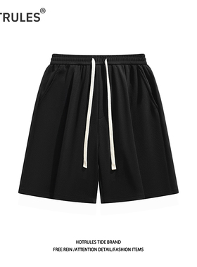 HOTRULES/热规则夏季日系宽松工装裤男情侣潮牌阔腿休闲运动短裤