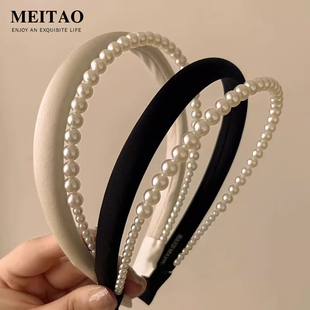 邻家姐姐气质温柔珍珠发箍女2025新款发卡高颅顶洗脸专用头箍发饰