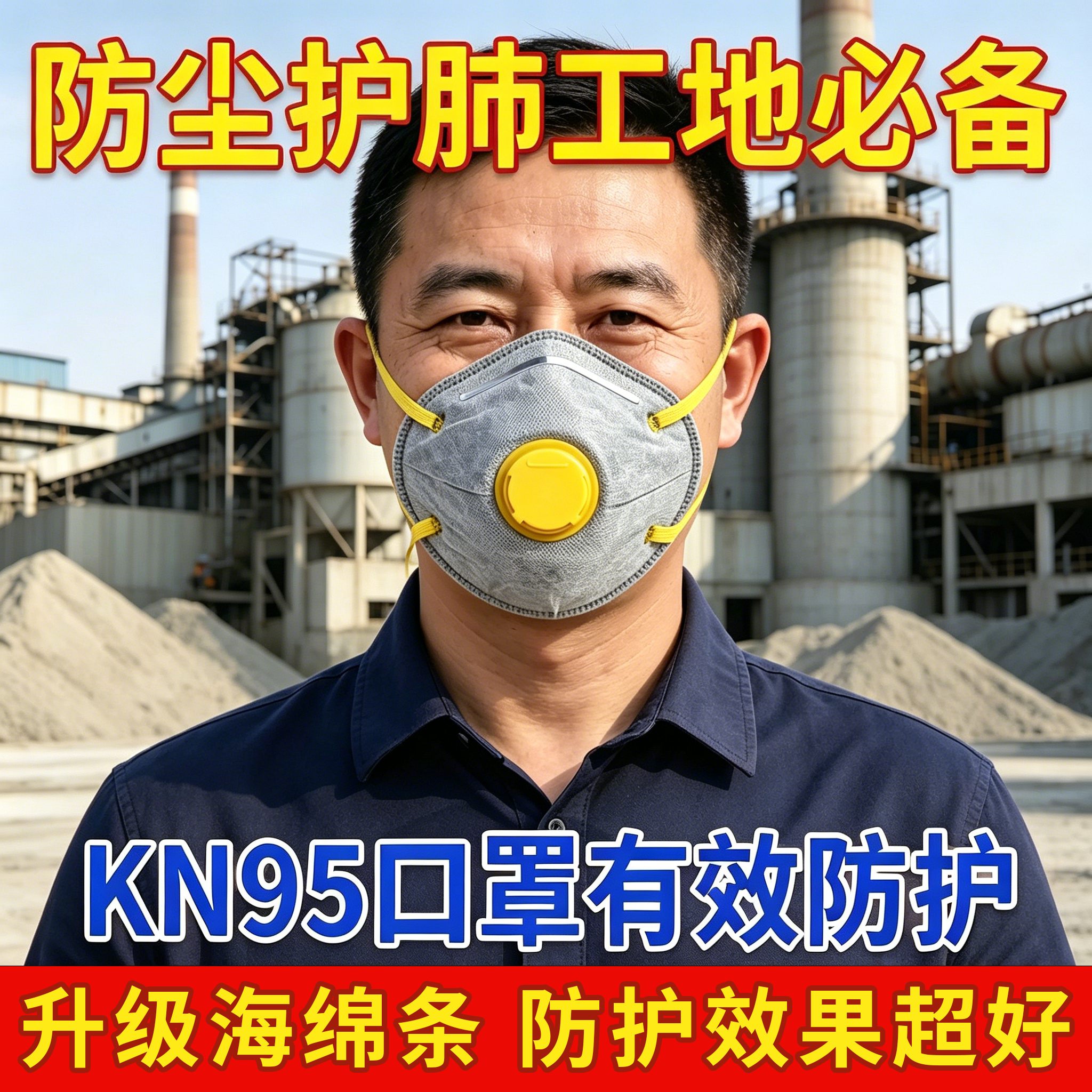 水泥厂专用kn95杯型口罩工业防尘防尘肺呼吸阀设计透气高效过滤