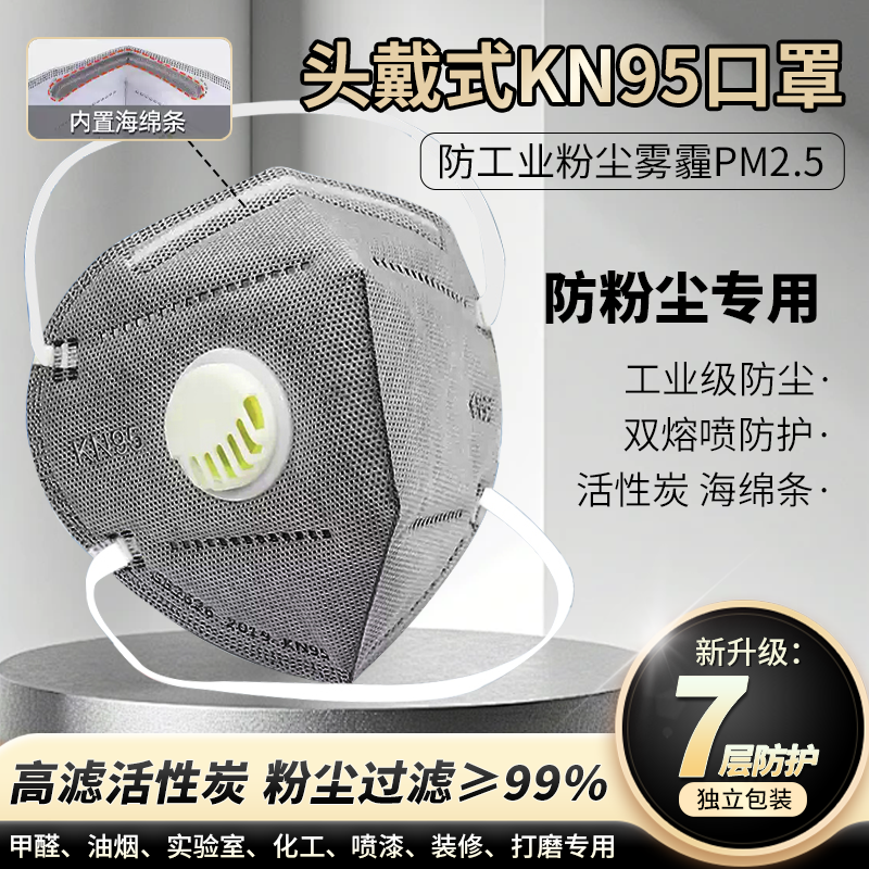 kn95口罩防工业粉尘防尘肺头戴式