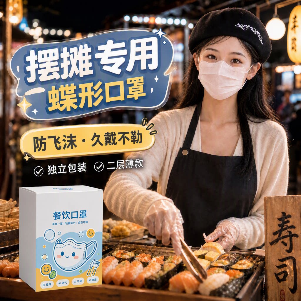 口罩一次性餐饮专用透气不勒耳薄图片