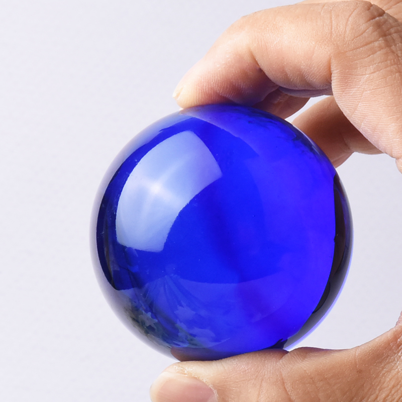 蓝色水晶球摆件 风水球家居客厅玄关装饰品办公室学生桌面小摆设