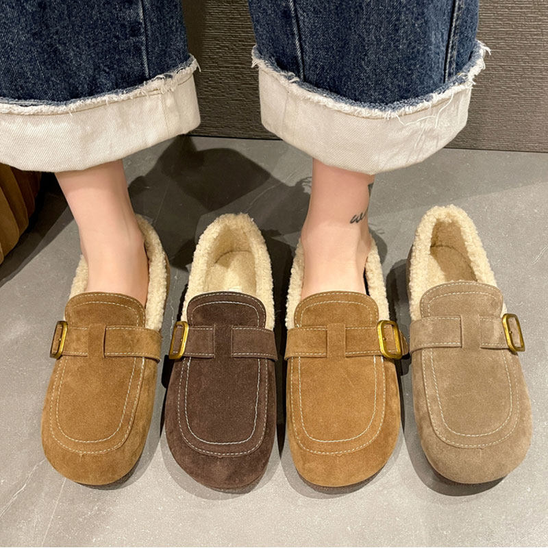 棕色美拉德勃肯鞋女款2024女冬季新款森系圆头乐福鞋加绒保暖棉鞋,女鞋,棉鞋,淘宝优惠券,粉丝福利购,淘宝优惠卷