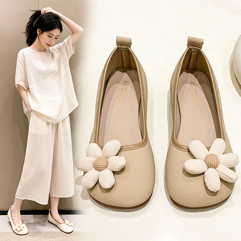 软底豆豆鞋女软皮蛋卷鞋女鞋平底鞋女款2026新款春秋季浅口单鞋女