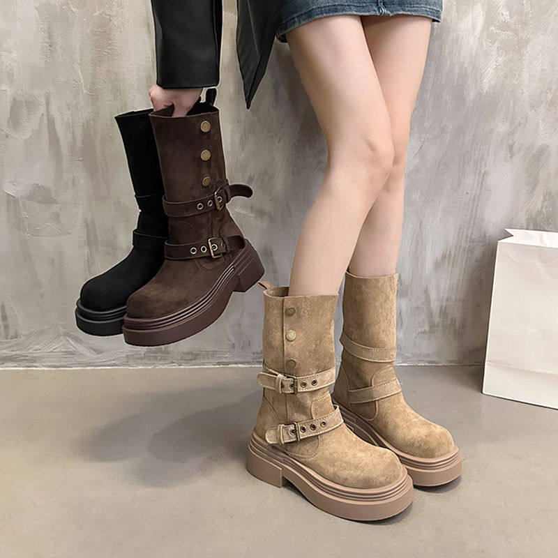 厚底增高英伦风马丁靴女款2026新款春夏西部牛仔废土风显瘦短靴女