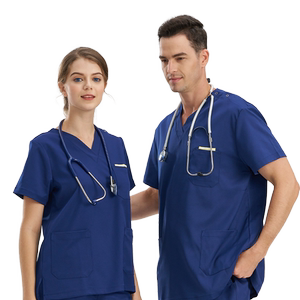 口腔医生浅灰色洗手衣女分体短袖套装宠物医院刷手服手术室隔离衣