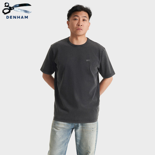 DENHAM2026年夏季男士新款刺绣剪刀logo标志简约宽松水洗短袖T恤
