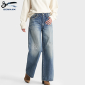 日本制复古高腰蓝色宽松直筒牛仔裤 DENHAM2026年春季 新款 女KEIRA