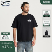 T恤男 运动风趣味贴纸剪刀宽松短袖 DENHAM春夏季 黑色男女同款