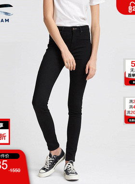 DENHAM女士黑色FREEMOVE高弹水洗紧身高腰显瘦小脚牛仔裤Needle