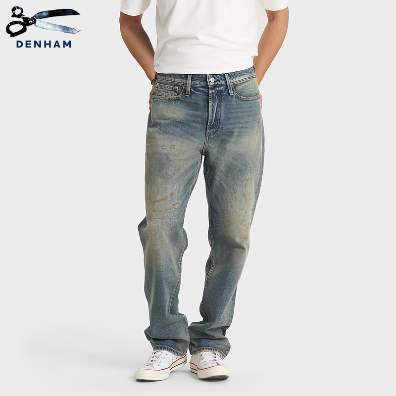 DENHAM宽松直筒牛仔裤男