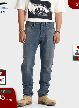 DENHAM2025年秋季复古时尚做旧磨白宽松微锥中腰牛仔裤男TAPER