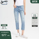 DENHAM春夏季 LIZANKLE 女士FREEMOVE高弹力浅蓝直筒剪刀牛仔裤