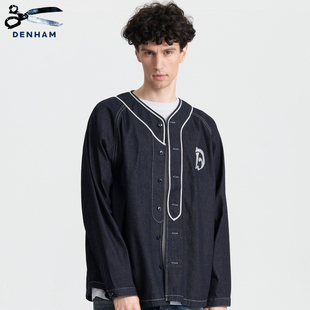 衬衫 DENHAM2026年春季 宽松剪刀撞色棒球外套式 新款 靛蓝色 男士