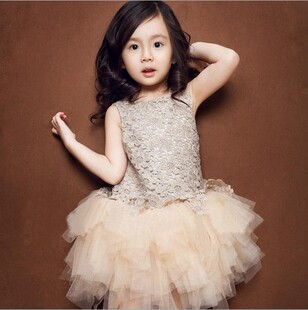 韩版新款吊带裙纯色女童网纱蓬蓬公主连衣裙 儿童礼服裙子