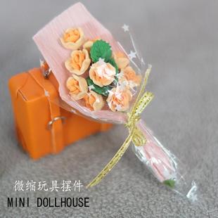1:12微缩仿真花束树脂花娃娃屋摆件小家具场景黏土花玫瑰花