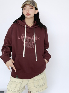 法斗秋季新款320克立体纯棉潮牌连帽卫衣LW24158潮流美式上衣