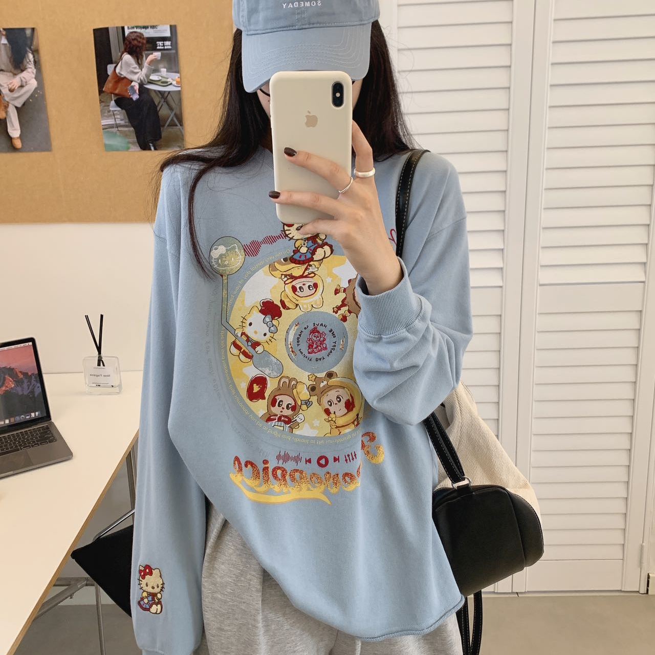 秋季印花好运星人纯棉毛圈卫衣