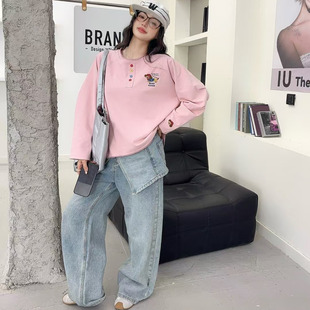 纸袋家春季薄款「小清新卫衣」撞色全棉柔软水洗刺绣长袖 R5019