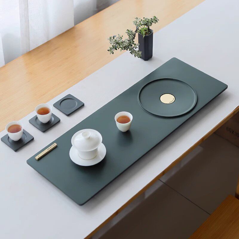 至信堂小型天然天罗绿茶盘家用轻奢现代茶台高端嵌入式铜石茶海