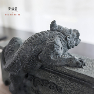 至信堂貔貅招财茶宠摆件手工青石可养创意茶玩大号精品办公室摆设