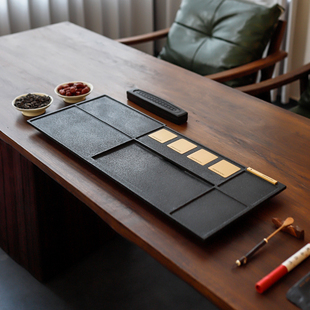 【直播定制专拍链接】至信堂乌金石茶盘天罗绿整块石头茶台茶具