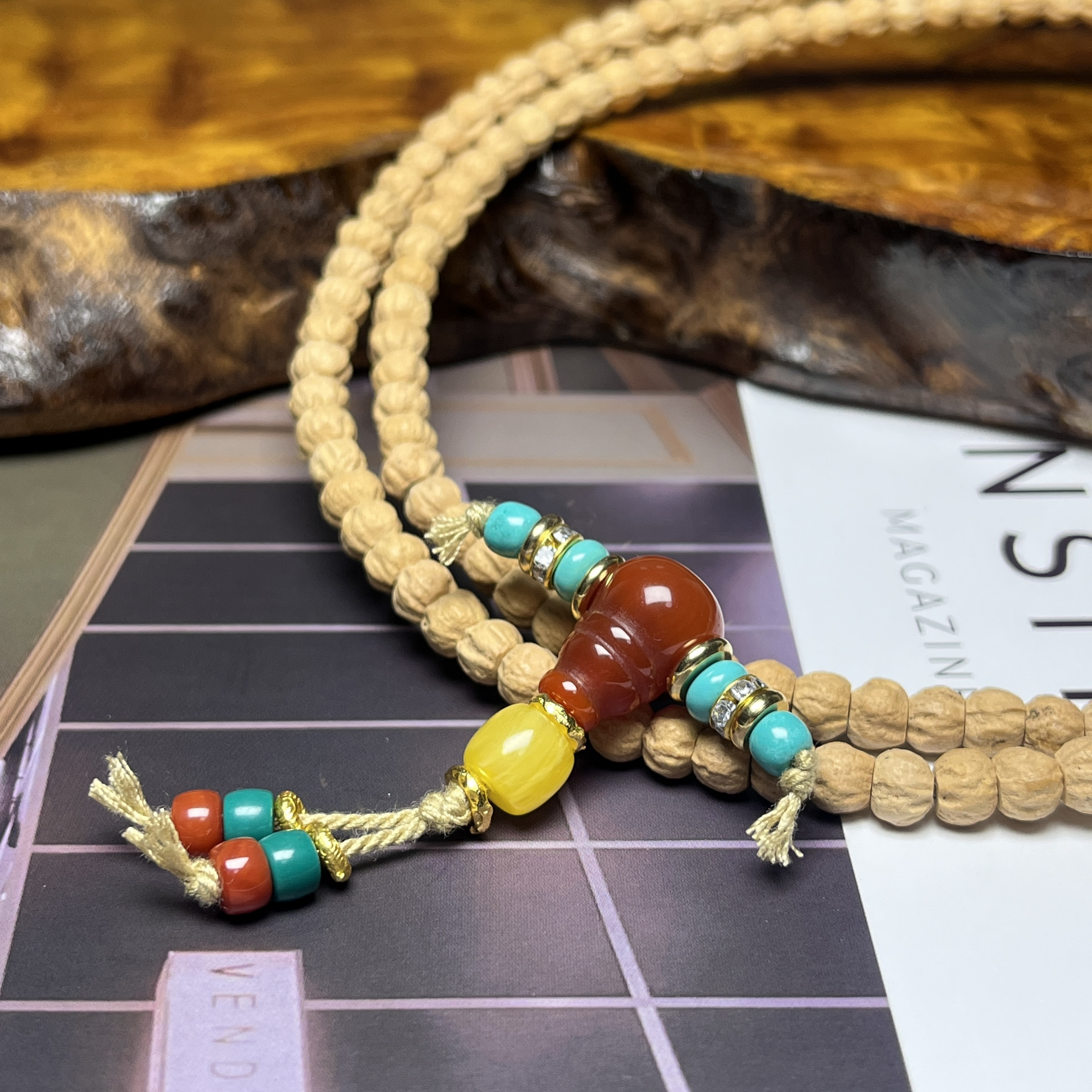 文玩配饰三通系列-精品12mm南红三通套装-DIY108颗文玩手串配珠