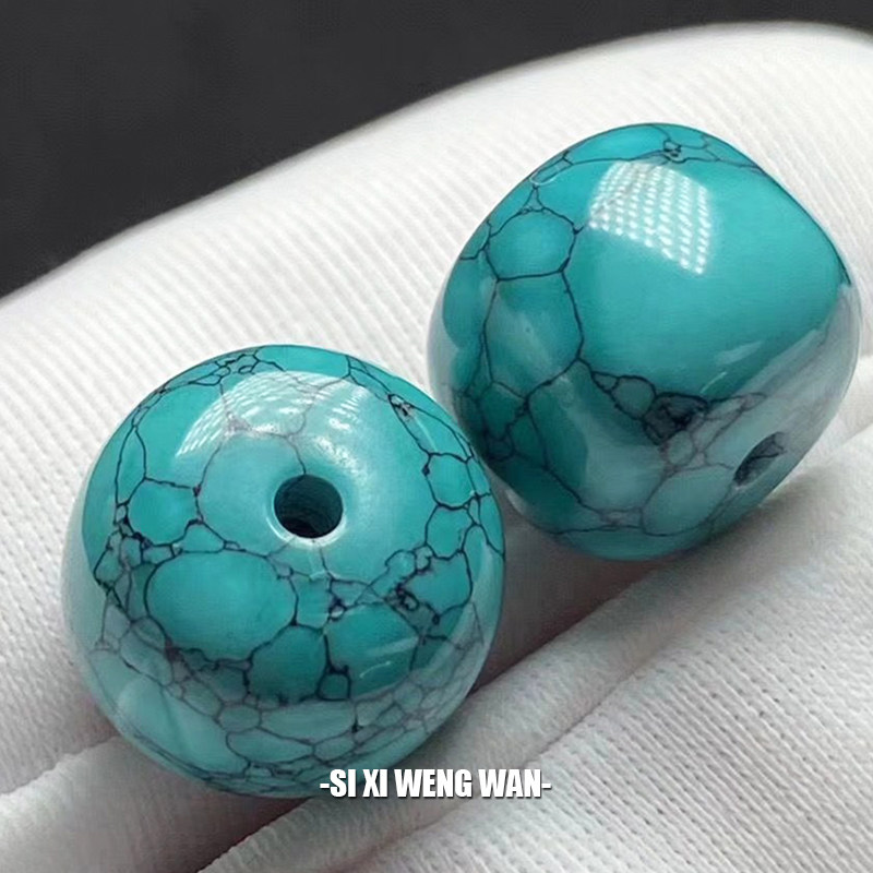 绿松石老型串珠天然网花水草纹散珠手串配珠隔珠腰珠鼓珠星月菩提