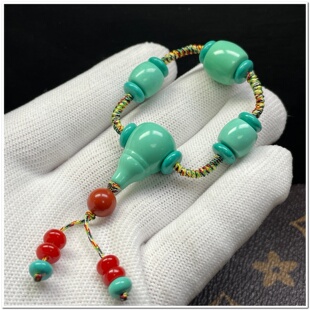 高瓷绿松石三通套装全套四件套配珠配饰散珠顶珠文玩手串diy配件