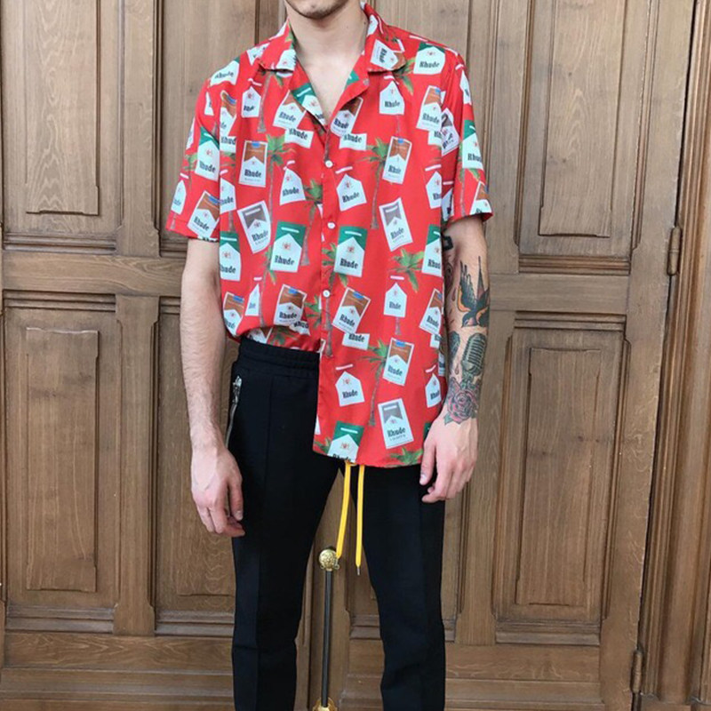 Marlboro Pattern Rhude万宝路烟盒衬衫短袖男女沙滩T恤小白同款在类目 男装, 衬衫中 - 来自Buy2taobao.com提供专业的淘宝代购服务