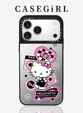 三丽鸥霓虹凯蒂猫适用苹果17roMax手机壳新款iPhone16pro镜面15plus14防摔13可爱12卡通11磁吸XS网红女生同款