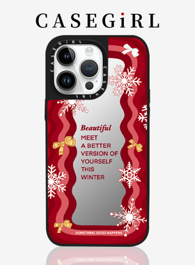 CASEGIRL新年红色波浪英文字母雪花适用苹果16ProMax手机壳iPhone15pro网红14plus甜美少女13防摔12全包11套