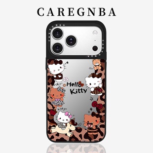 CAREGNBA联名环绕豹纹KT适用苹果17ProMax手机壳新款iPhone16pro卡通15plus镜面14防摔13网红12高颜值11女/XS