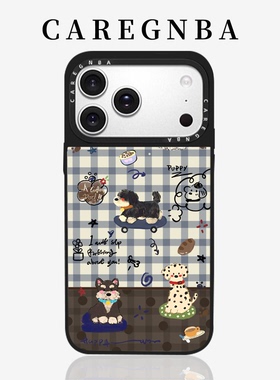 CAREGNBA联名复古小狗适用苹果17ProMax手机壳新款iPhone16pro可爱15plus磁吸14防摔13网红12全包ai键11女XS