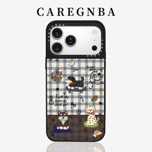 CAREGNBA联名复古小狗适用苹果17ProMax手机壳新款iPhone16pro可爱15plus磁吸14防摔13网红12全包ai键11女XS